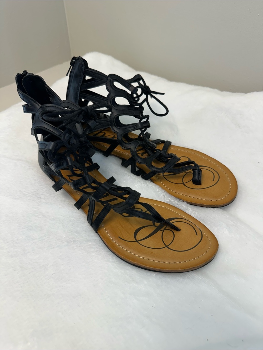 Rampage Black Lace-Up Gladiator Sandals NWOT size 9